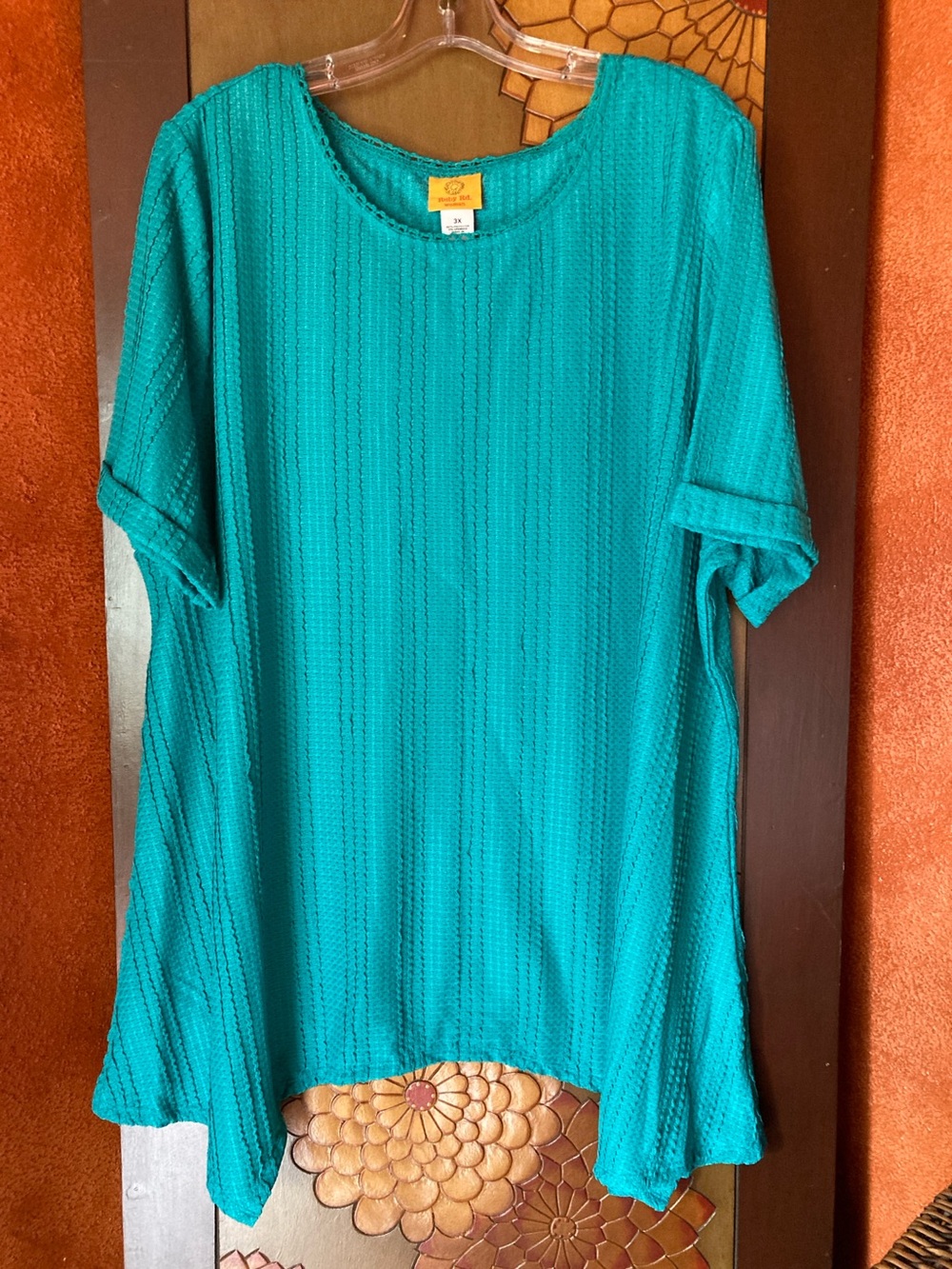 Ruby Rd. Size 3X short sleeve teal green asymetrical top